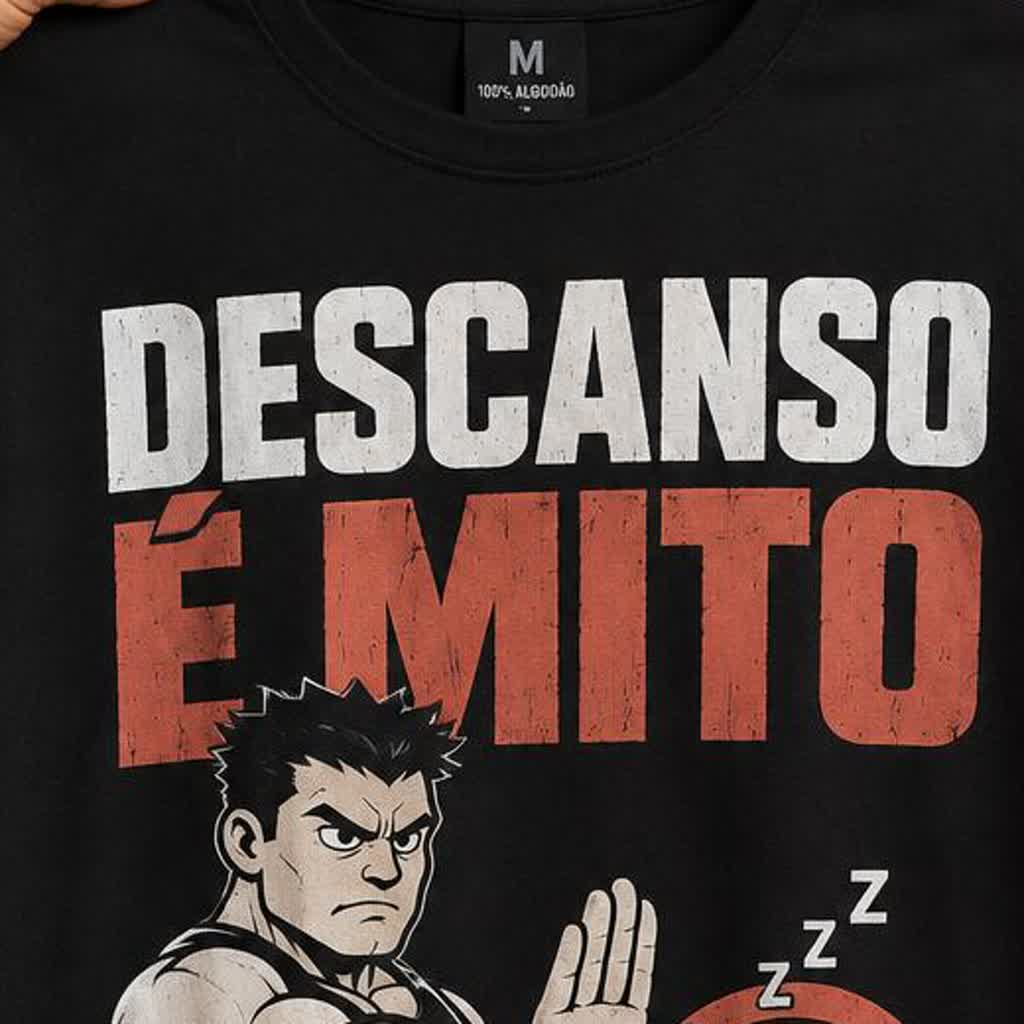 Detalhe da estampa DESCANSO É MITO