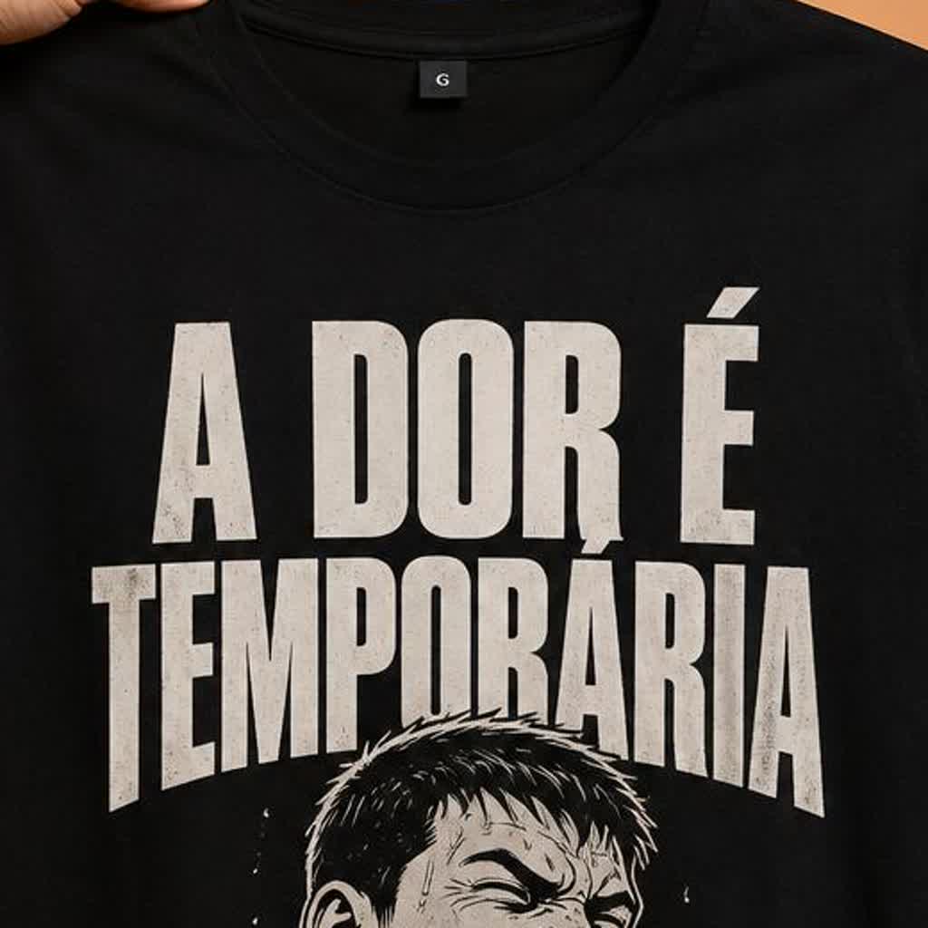 Detalhe da estampa A DOR É TEMPORÁRIA