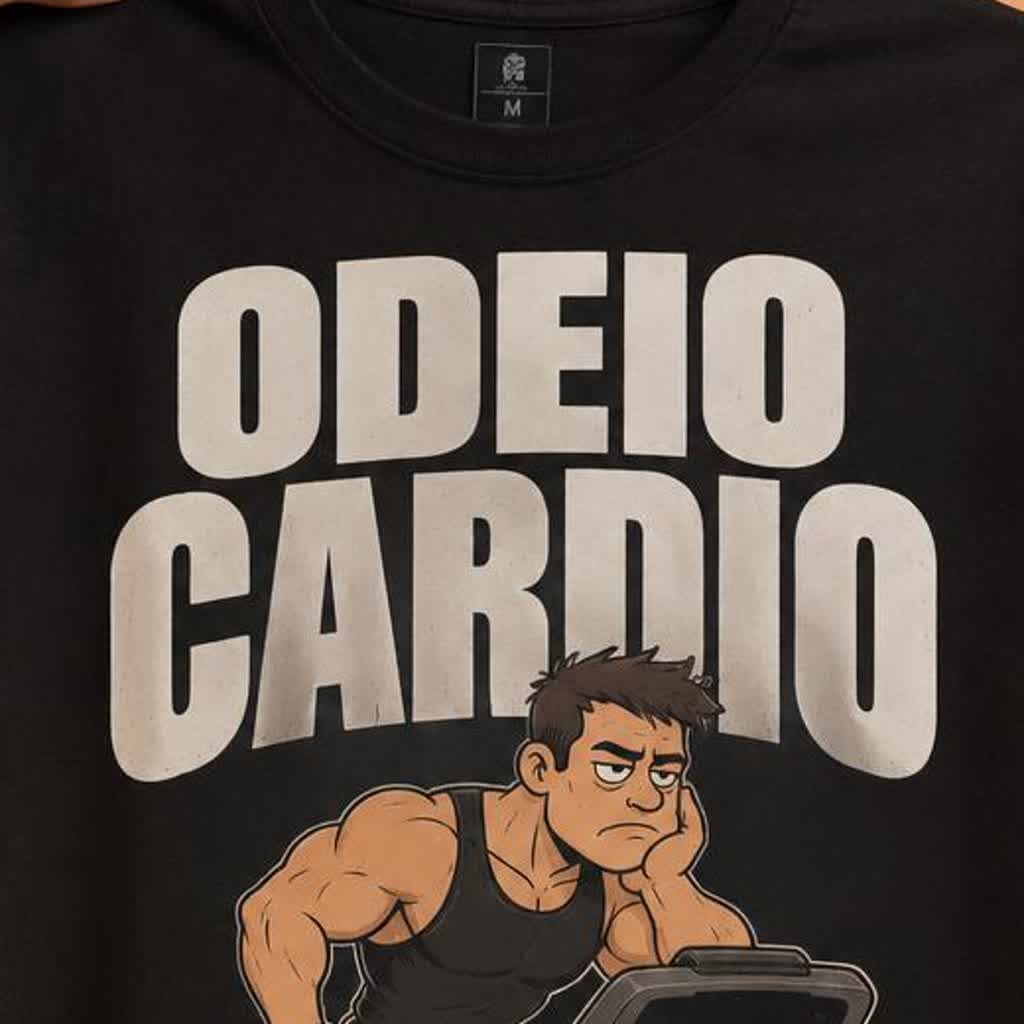 Detalhe da estampa ODEIO CARDIO