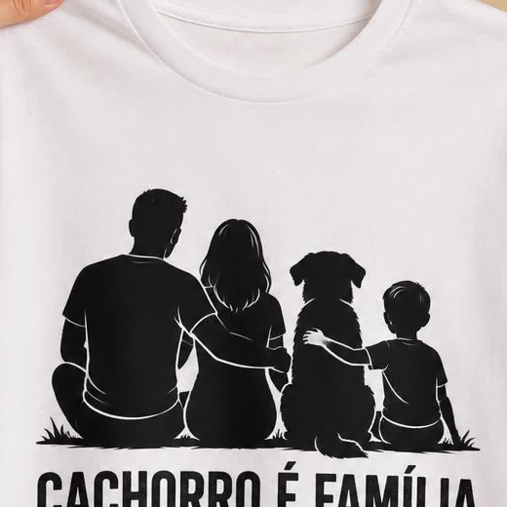 Detalhe da estampa CACHORRO É FAMÍLIA