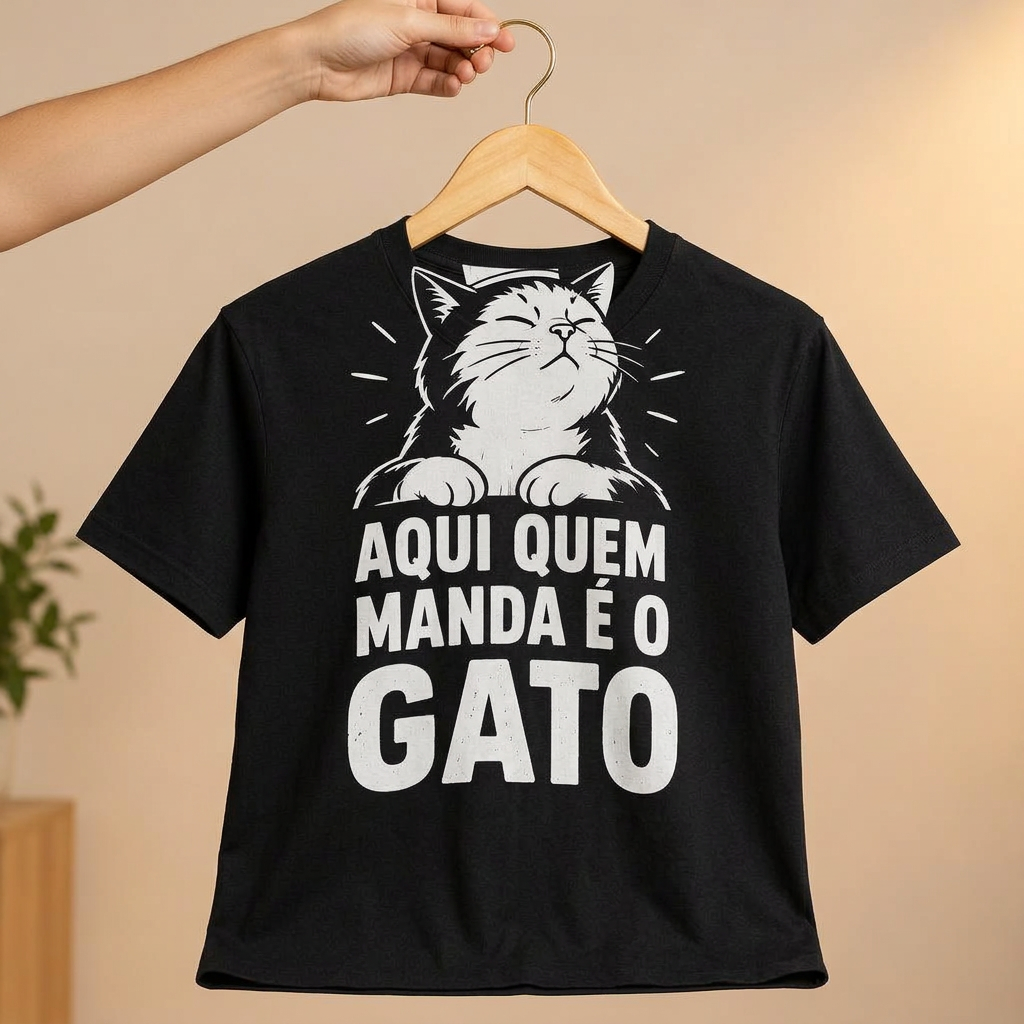 Camiseta Aqui Quem Manda É o Gato