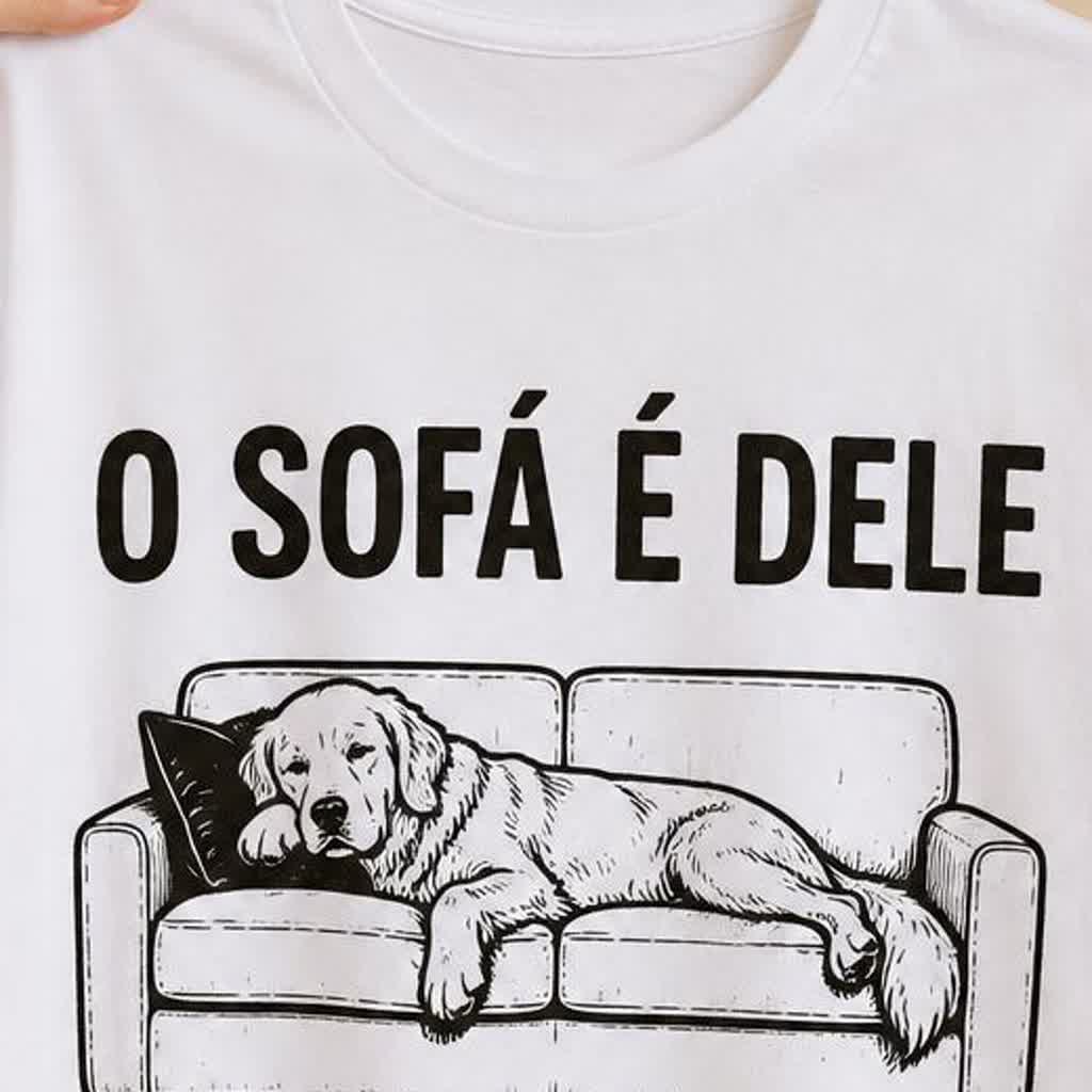 Detalhe da estampa O SOFÁ É DELE