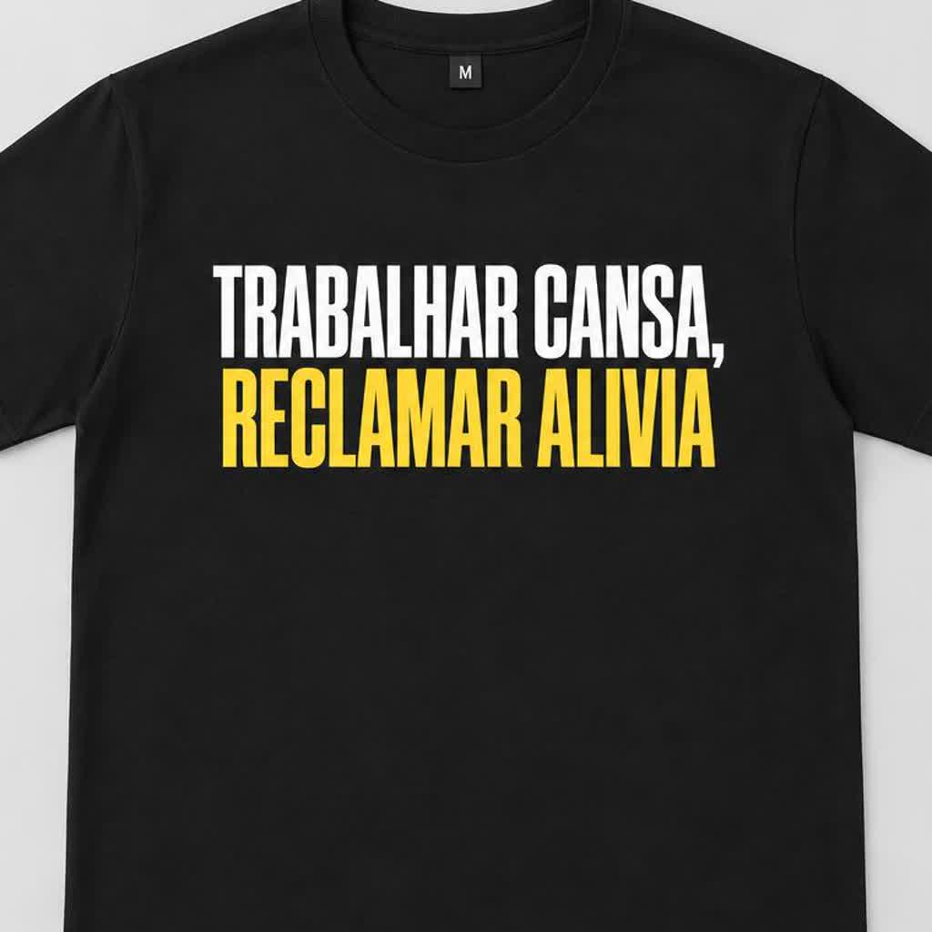 Detalhe da estampa TRABALHAR CANSA